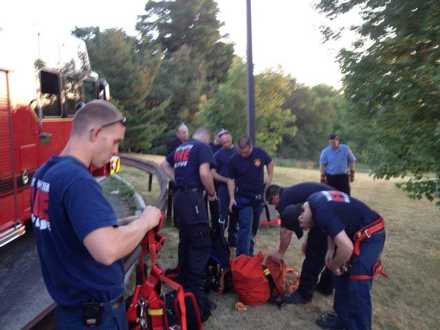 Rope Rescue training at K-Mart Plaza. July 2012